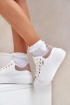Sneakersy Damskie Na Platformie Eko Skóra Białe Lelandine