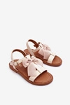 Dziecięce Lakierowane Sandałki Z Kokardą Beżowe Netina