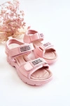 Skórzane Dziecięce Sandały Na Rzepy Różowe Amoss