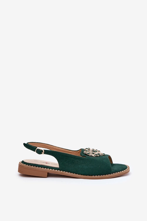 Sandały Damskie Z Ozdobnym Sercem S.Barski KV27-018 Zielone