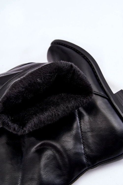 Damskie Ocieplane Botki Wsuwane Czarne Calan