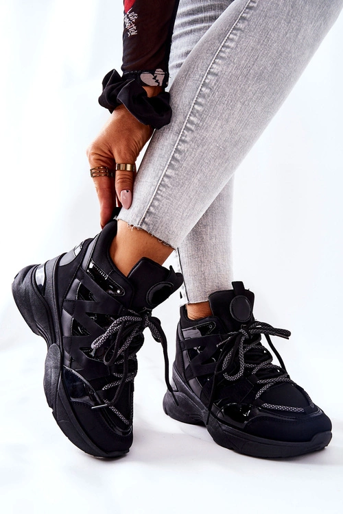 Sportowe Buty Na Koturnie Czarne Hesane