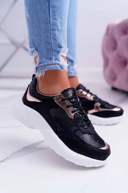 Sportowe Damskie Buty Czarne Rendy