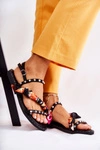 Damskie Sandały Z Ozdobami Czarne Mataro