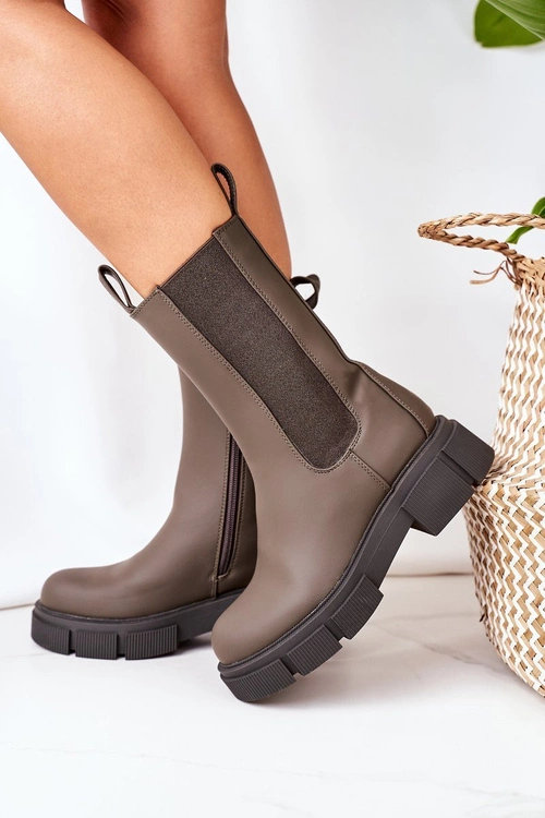 Ocieplane Botki Sztyblety Ciemnozielone Must Have