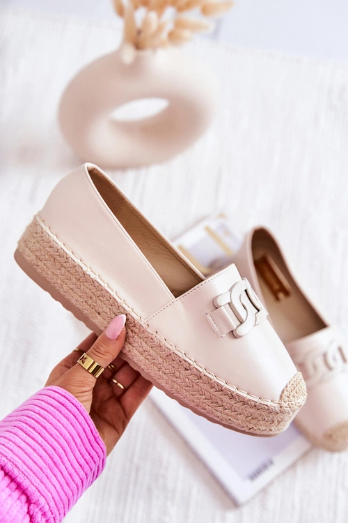 Klasyczne Espadryle Na Platformie Beżowe Julianne