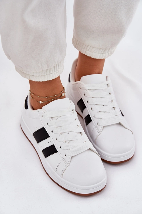 Sneakersy Damskie Z Eko Skóry Białe Arlenina