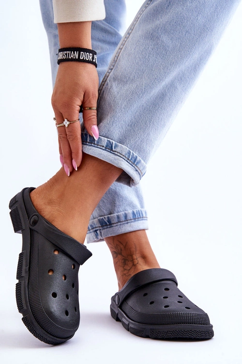 Damskie Gumowe Kroksy Czarne Rabios