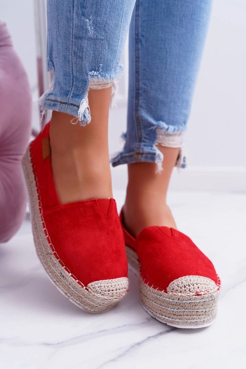 Czerwone Wsuwane Zamszowe Espadryle Mariako