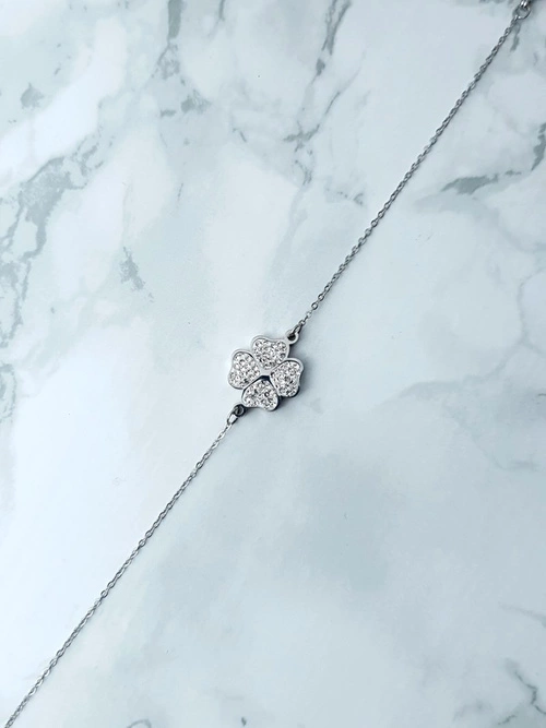 Damska Bransoleta Na Łańcuszku Koniczynka Srebrna Selene