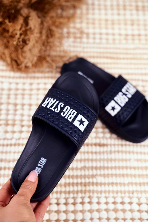 Klapki Dziecięce Big Star Granatowe Pikowane GG374802