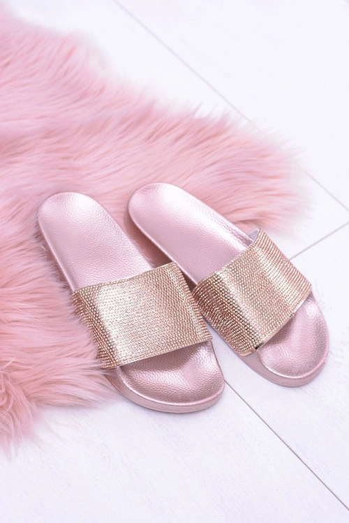 Damskie Klapki Z Cyrkoniami LadyCristal Różowe Złoto