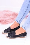 Lu Boo Damskie Baleriny Czarne Espadryle w Kwiaty Macarena