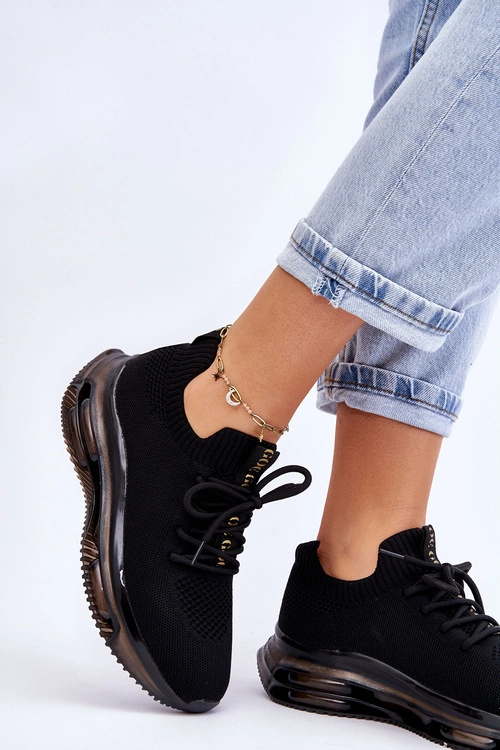 Damskie Wsuwane Skarpetkowe Buty GOE JJ2N4080 Czarne