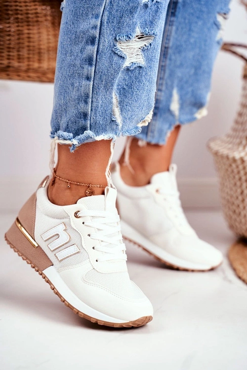 Damskie Sportowe Buty Sneakersy Biało-Beżowe Maddie
