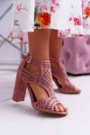 Damskie Sandały Na Słupku Peep Toe Różowe Carmelita
