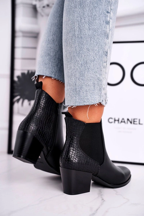 Botki Damskie Na Obcasie Sergio Leone Czarne BT613