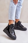 Lekkie Lakierowane Buty Sportowe Na Platformie Skóra Naturalna Artiker 55C1049 Czarne