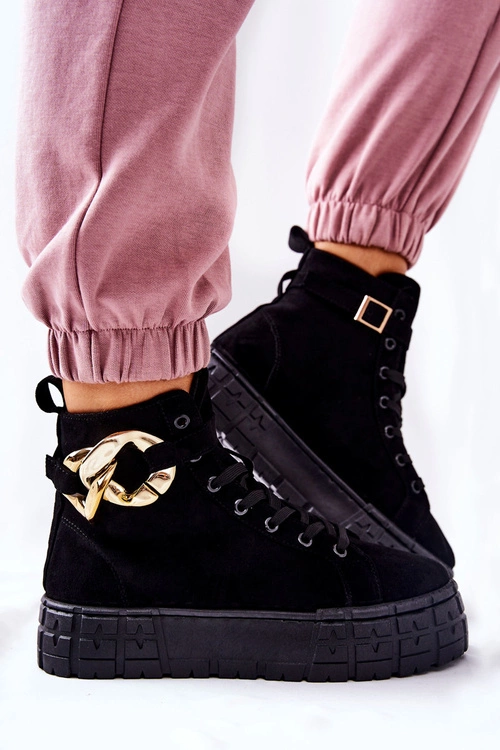 Wysokie Trampki Na Platformie Czarne Evenia