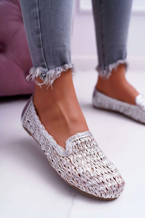 Baleriny Damskie Lu Boo Plecione Srebrny 4Ever