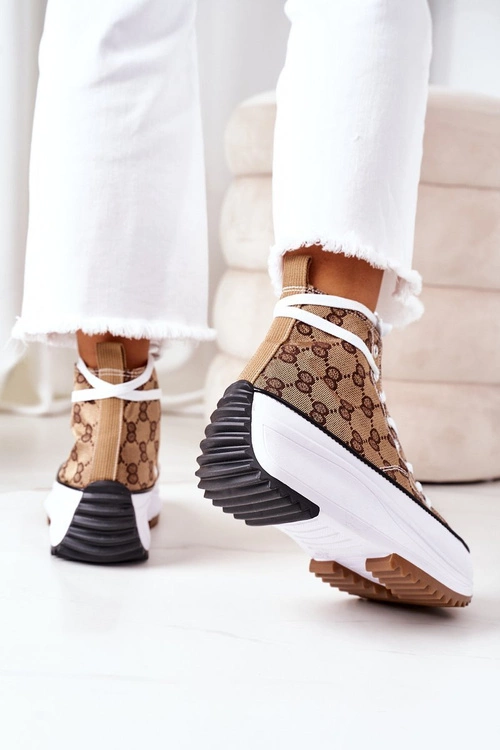 Logowane Trampki Na Platformie Brązowe Electric Love