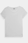Damski Gładki T-Shirt Z Logo Biały 4F 4FWMM00TTSHF1845-10S