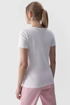 Damski Gładki T-Shirt Z Logo Biały 4F 4FWMM00TTSHF1845-10S