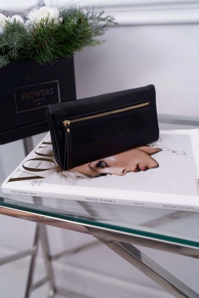 Portfel Damski Duży Czarny na Zatrzask