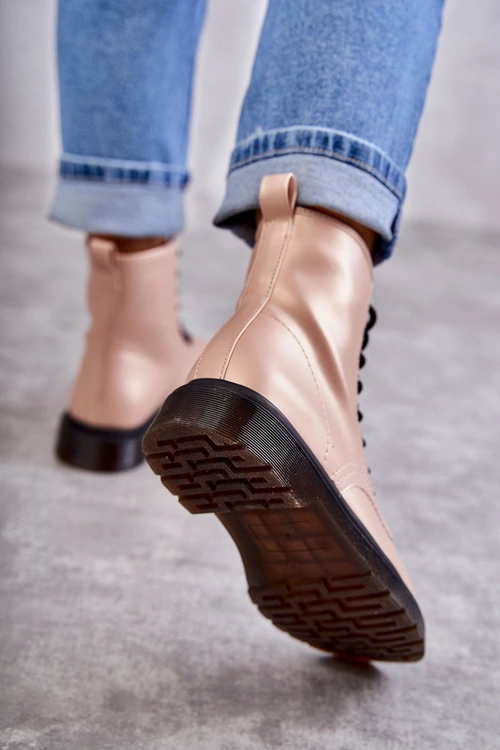 Damskie Botki Glany Wiązane Różowe Lavita