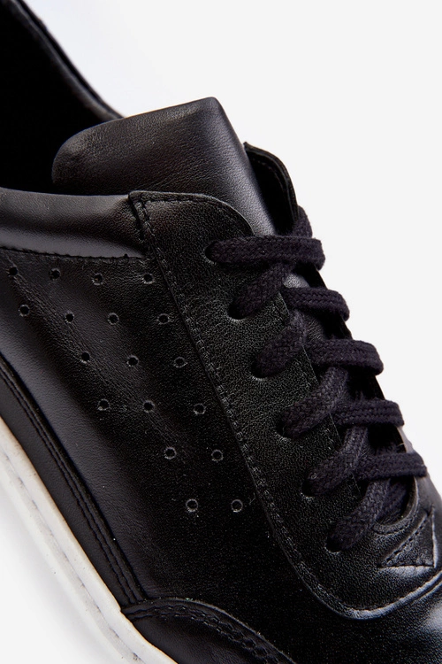 Męskie Buty Sportowe Skórzane Zazoo 1544 Czarne