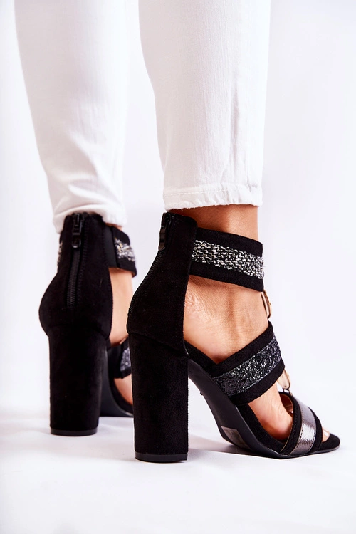 Damskie Sandały Na Obcasie Czarne Laurita