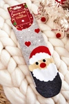 Damskie Świąteczne Skarpety Ze Wzorem Mikołaj Szare