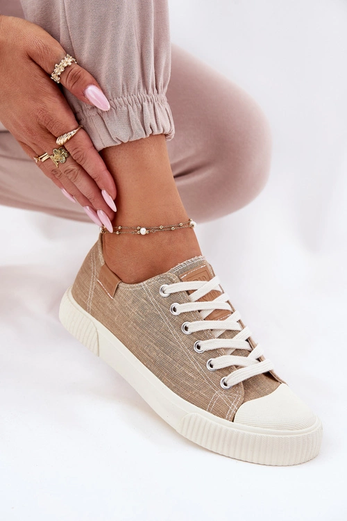 Materiałowe Trampki Damskie Big Star RR274795 Beżowe