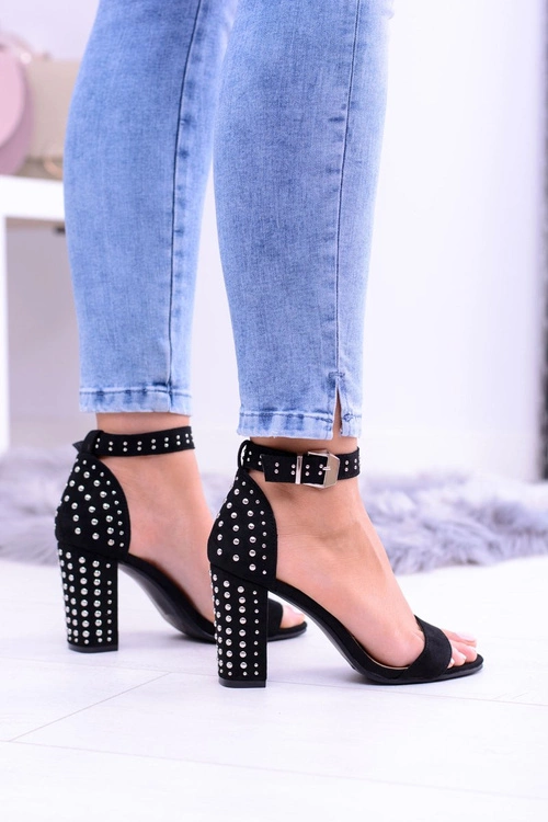 Czarne Damskie Sandały Na Słupku Dżety Kimko