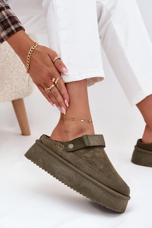 Śniegowce Damskie Na Platformie Z Rzepem Ciemnozielone Jorielle