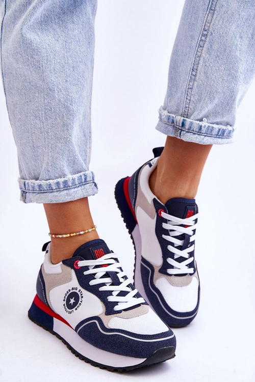 Damskie Sneakersy Memory Foam System Big Star LL274538 Biało-Granatowe