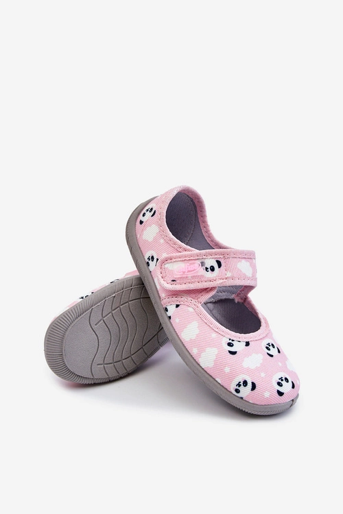 Dziecięce Papcie Baleriny Na Rzep Befado Pandy 955X021 Jasnoróżowe