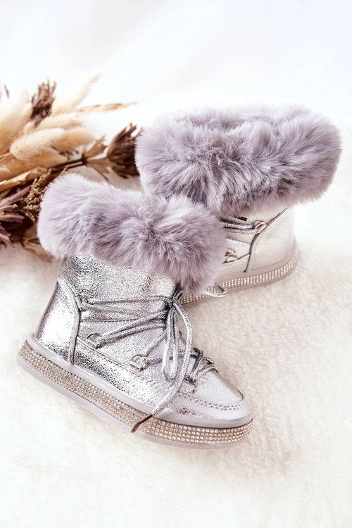 Dziecięce Śniegowce Z Futerkiem Srebrne Grandis