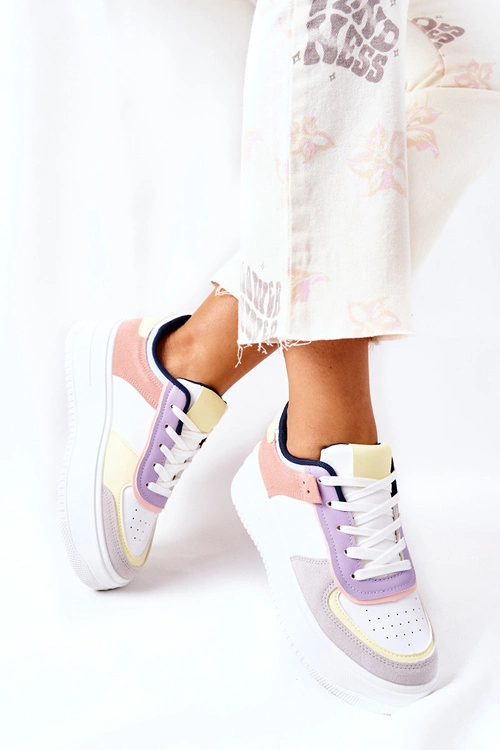 Sportowe Buty Sneakersy Na Platformie Biało-Żółte Freedom