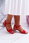 Sandały Damskie Na Słupku Kolorowy Obcas Czerwone Niente