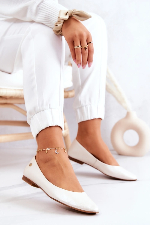 Damskie Skórzane Baleriny Maciejka 04100-26 Jasnobeżowe