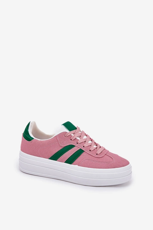 Stylowe Sneakersy Damskie Na Platformie Różowe Silavia