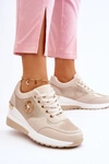 Modne Sneakersy Na Koturnie Beżowe Jaliyah