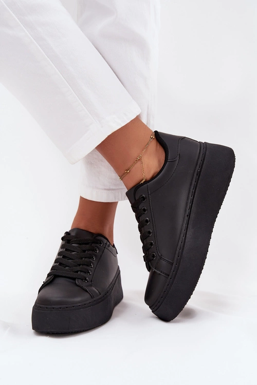 Sneakersy Damskie Na Platformie Czarne Sallira