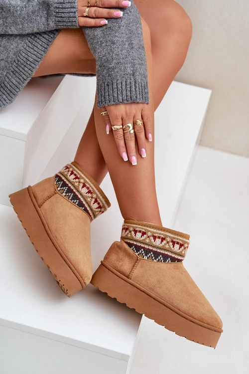 Śniegowce Damskie Ze Wzorem Na Platformie Camel Avatharia