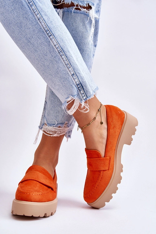 Klasyczne Zamszowe Półbuty Mokasyny Pomarańczowe Corrin