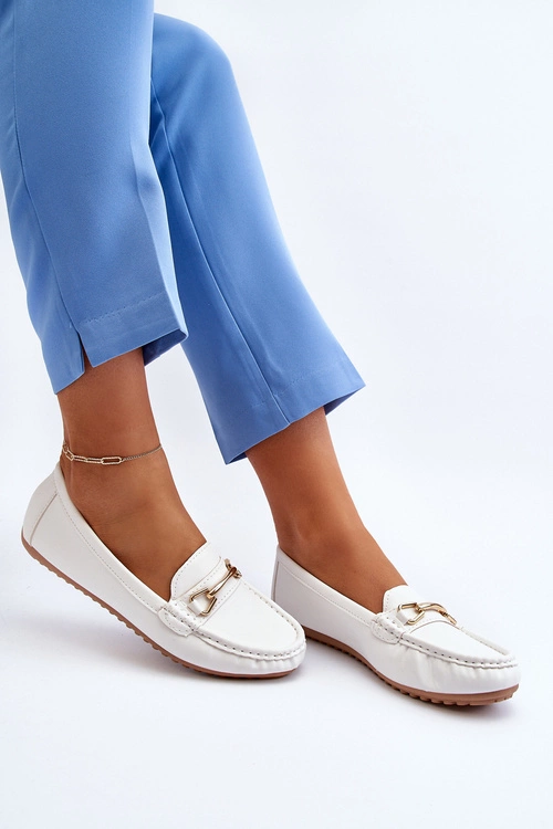 Damskie Klasyczne Mokasyny Z Ozdobą Białe Ainslee