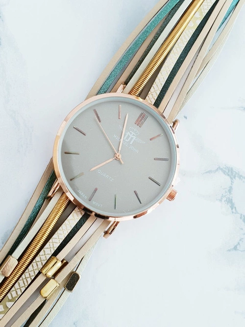 Damski Zegarek Michael John Z Rzemykowym Paskiem Pepero Beżowy