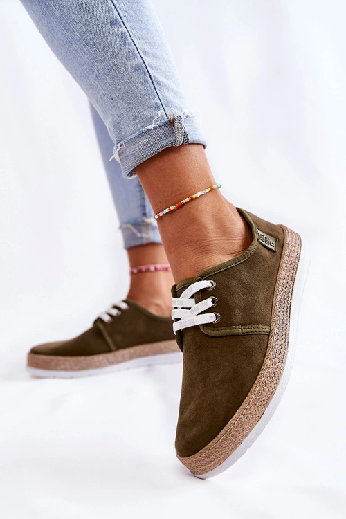 Damskie Niskie Trampki Memory Foam System Big Star KK276007 Khaki