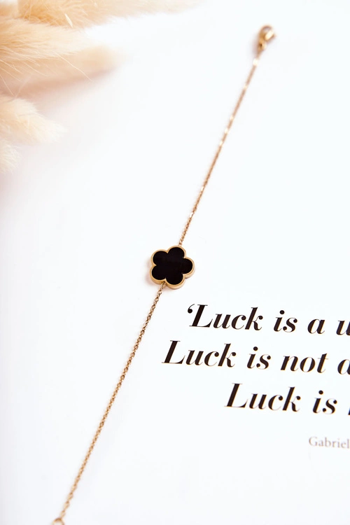 Damska Modna Bransoletka Z Zielono-Czarnym Kwiatem Złota